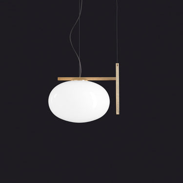 Modern Alba 466 pendant lamp by Oluce featuring blown opaline glass and adjustable metal structure