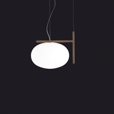 Designer Alba 466 suspension lamp by Oluce with opaline glass shade for bedroom, office, or hotel decor