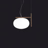 Designer Alba 466 suspension lamp by Oluce with opaline glass shade for bedroom, office, or hotel decor