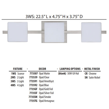 Modern wall sconce design of the Alex 3 Bath Light by Besa Lighting