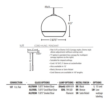 Ally 8 Pendant Light by Besa