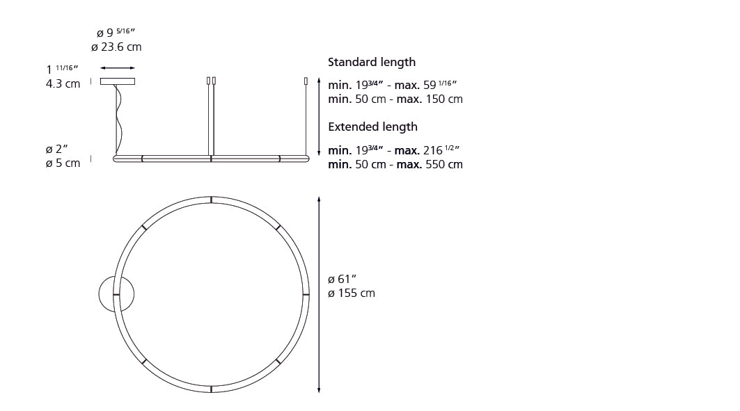 Circular Office Suspension Light Fixture - Artemide Alphabet Collection