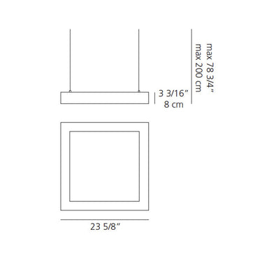 Modern Square LED Pendant Light - Artemide Altrove 600