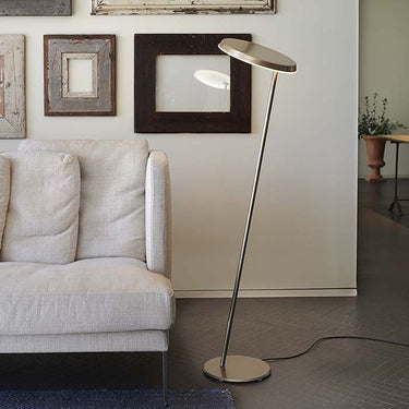 Amanita 619 Floor Lamp by Oluce in anodic bronze with adjustable satin gold reflector