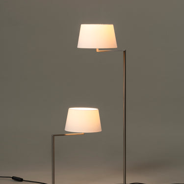 Satin nickel Americana lamp with warm ambient LED lighting