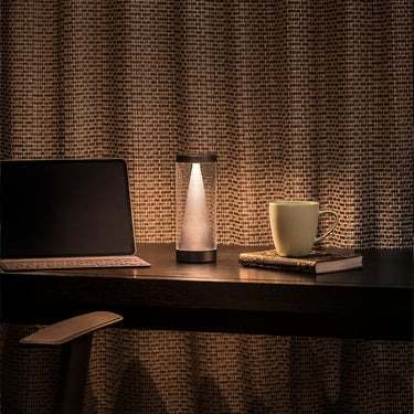 Apex wireless reading lamp, warm LED, long-lasting battery, tabletop light for relaxation."