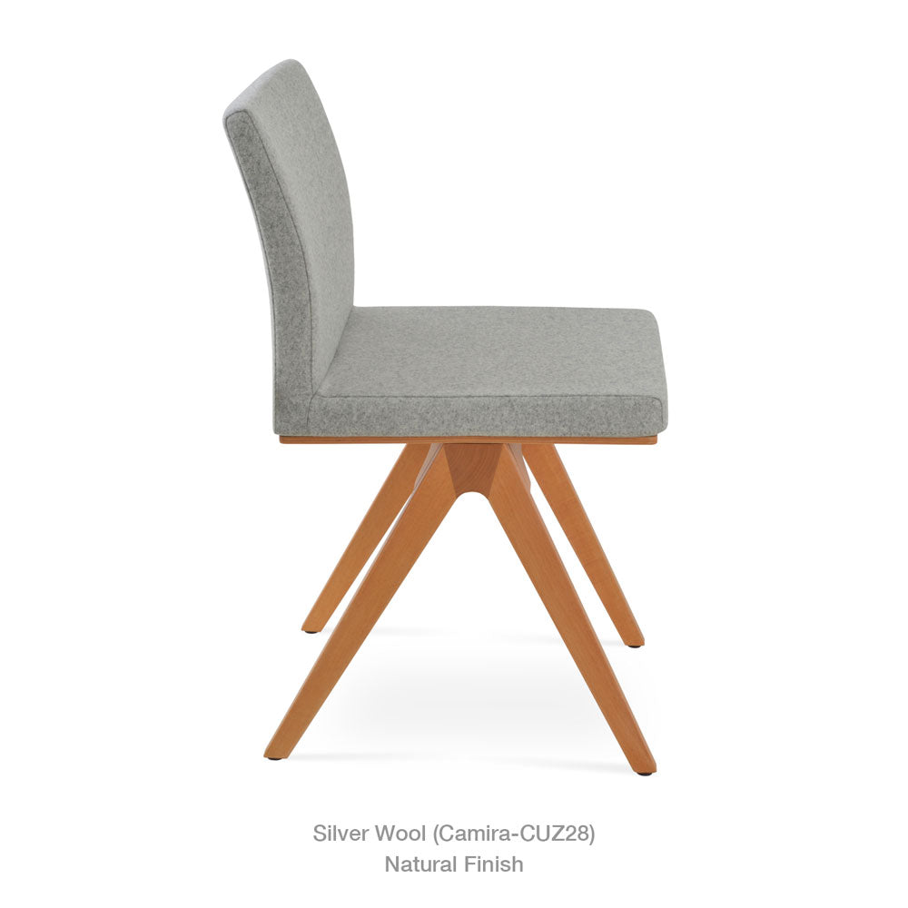 Aria Fino Wood Chair with Fabric Seat Cover