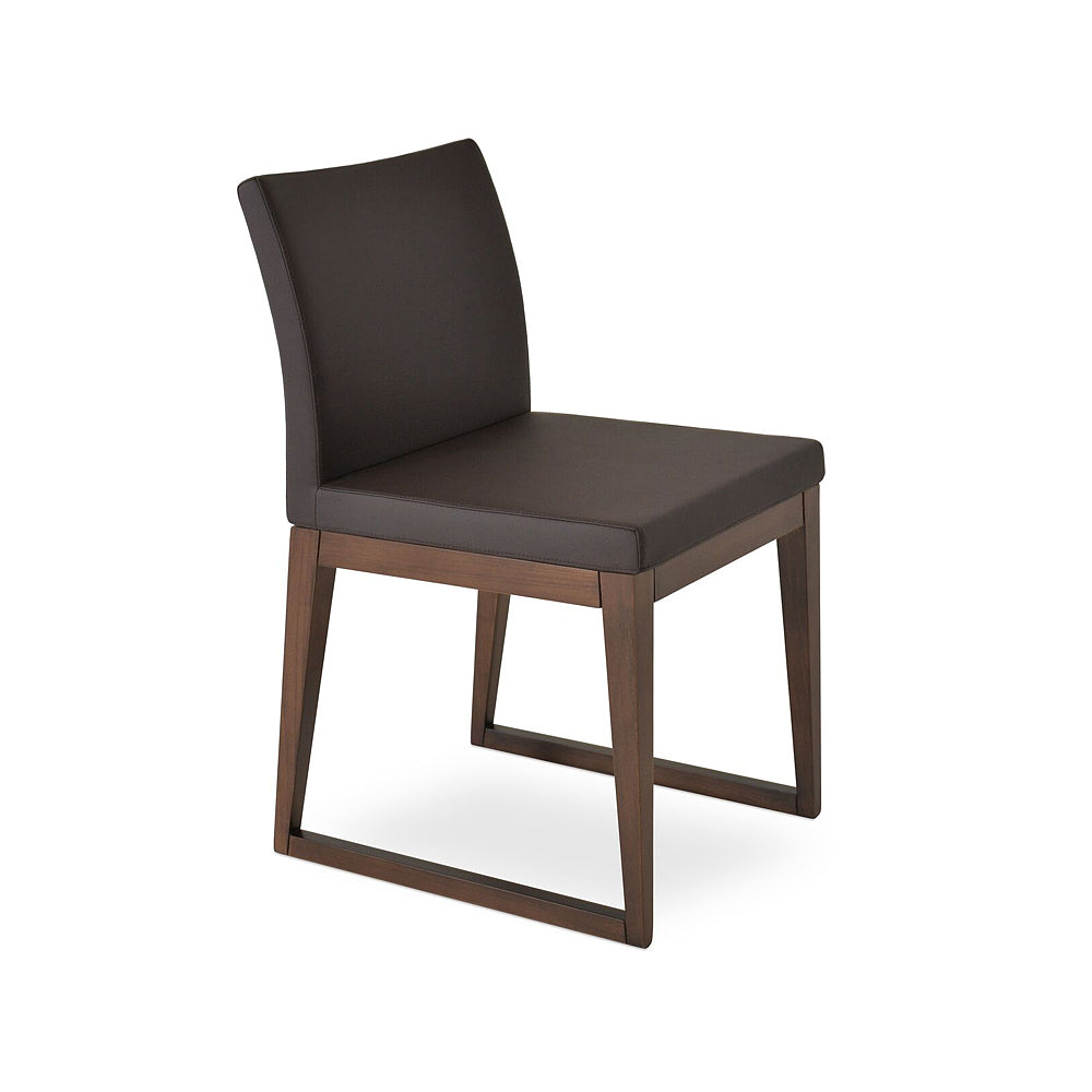 Aria Sled Wood Chair Leather by SohoConcept