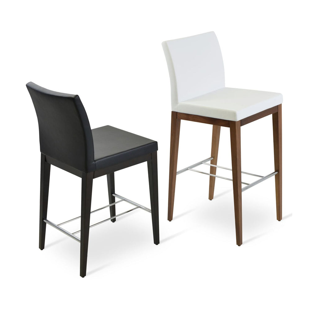 Aria Wood Bar Stool Leather by SohoConcept