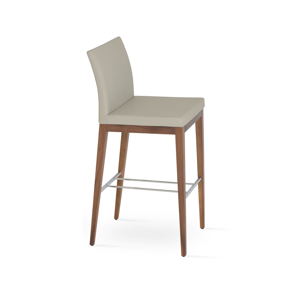 Aria Wood Counter Stool Leather by SohoConcept