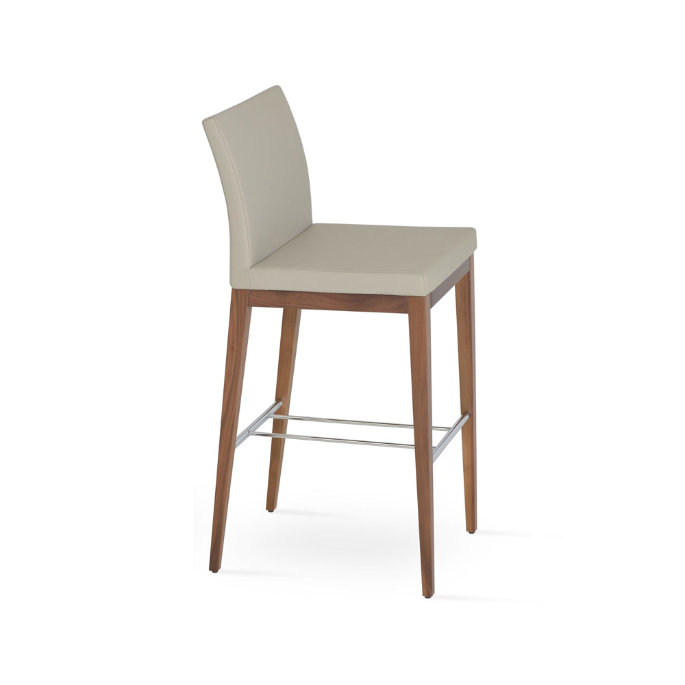 Aria Wood Bar Stool Leather by SohoConcept