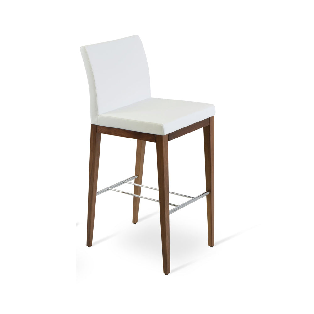 Aria Wood Bar Stool Leather by SohoConcept