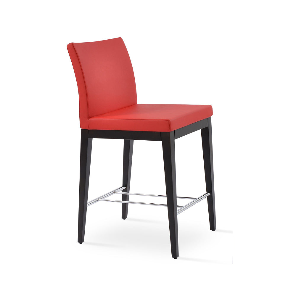 Aria Wood Bar Stool Leather by SohoConcept