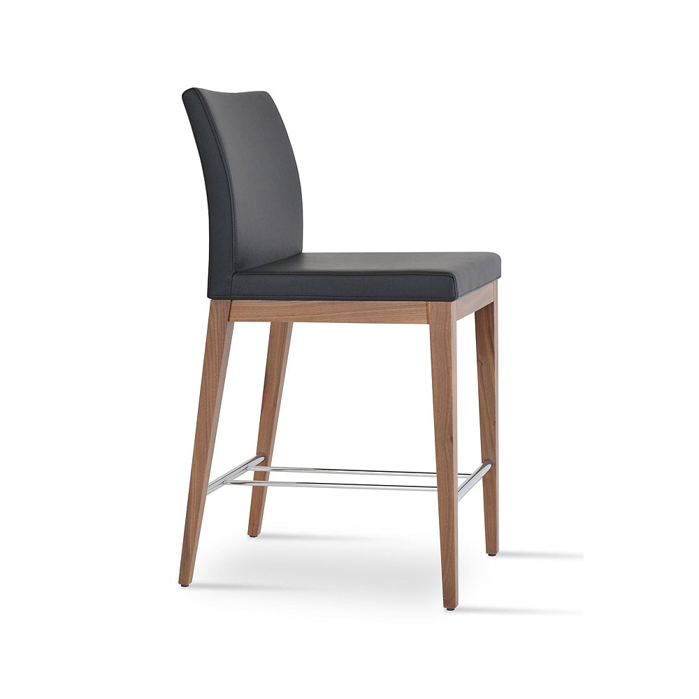 Aria Wood Bar Stool Leather by SohoConcept