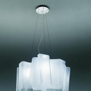 Italian-made Logico Triple Nested, satin glass and aluminum frame detail.