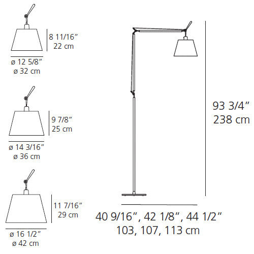 Artemide Tolomeo Mega Floor With Black Shade