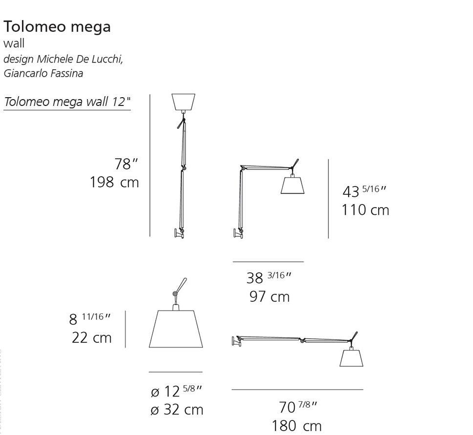 Artemide Tolomeo Mega Wall Light Black