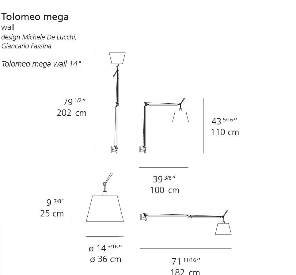 Artemide Tolomeo Mega Wall Light Black