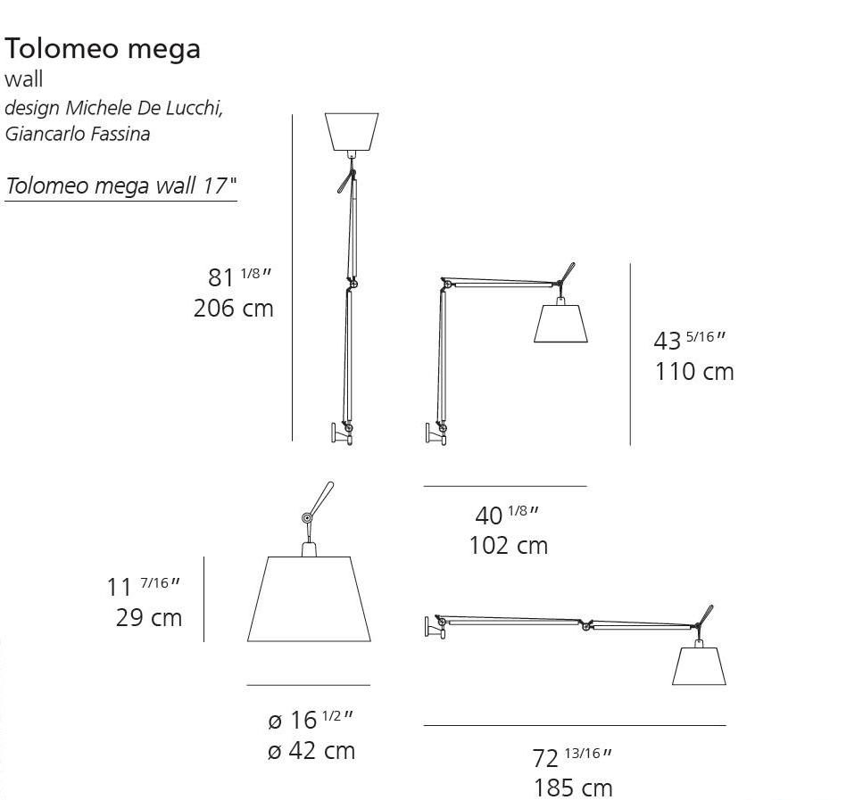 Artemide Tolomeo Mega Wall Light Black