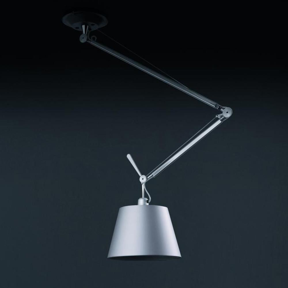 Artemide Tolomeo Off Center Silver Fiber Shade Suspension