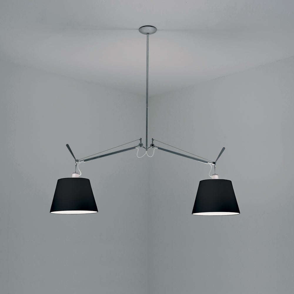 Artemide Tolomeo Double Black Fabric Shade Pendant Light