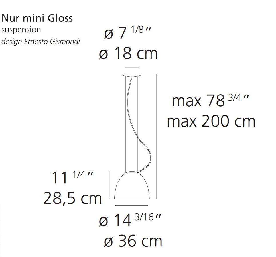 Artemide Nur Mini Gloss Pendant LightNur Mini Gloss Pendant Light | Artemide - Diagram