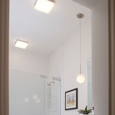 Hand-Blown Glass Pendant Light | Audra Grande | Bathroom Installation
