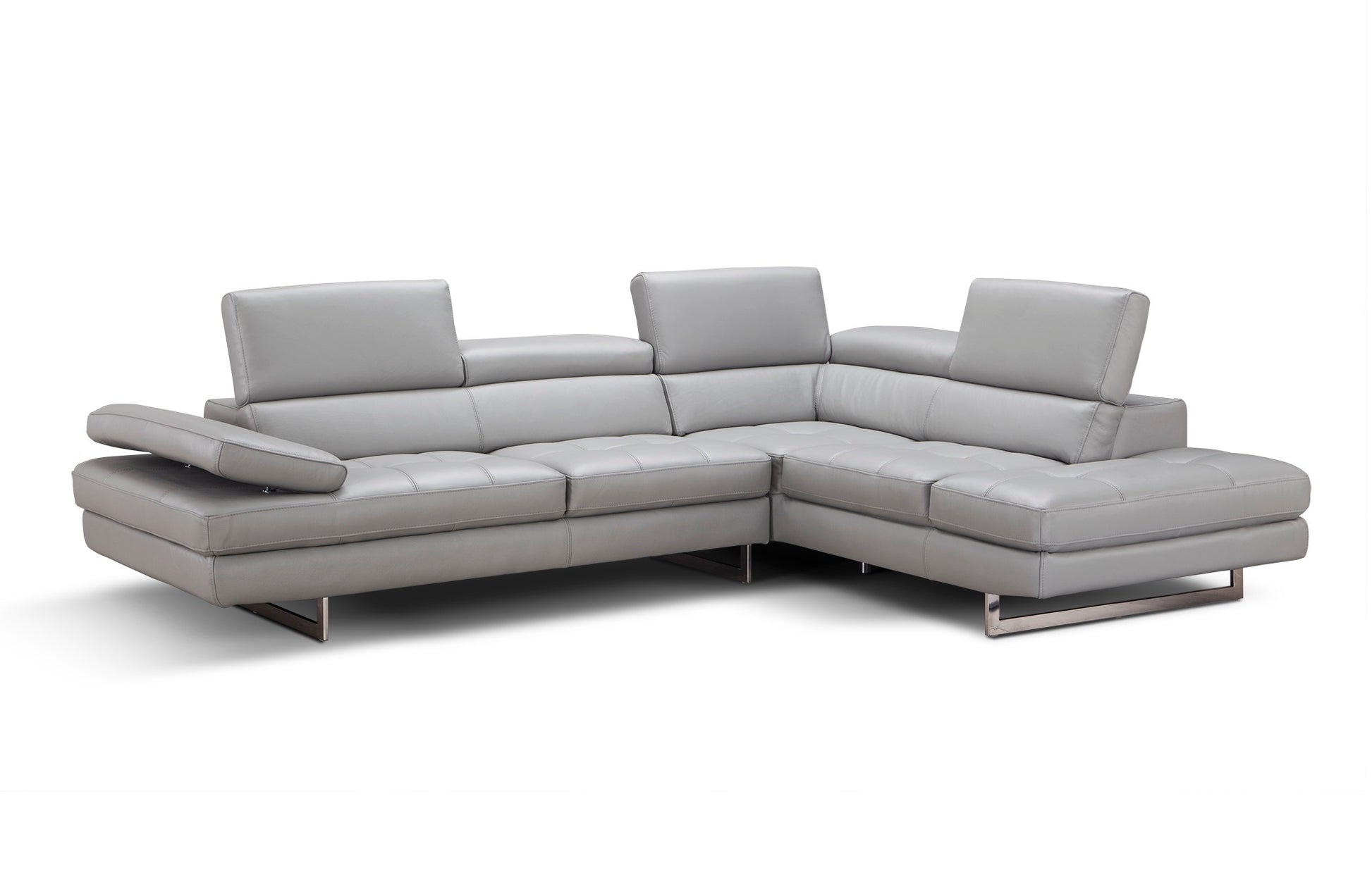 A761 Italian Leather Sectional Sofa Light Grey LHF by JM