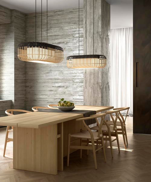 Bamboo Oval Pendant Medium by Forestier