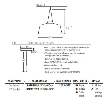 Baron 10 Pendant Light by Besa