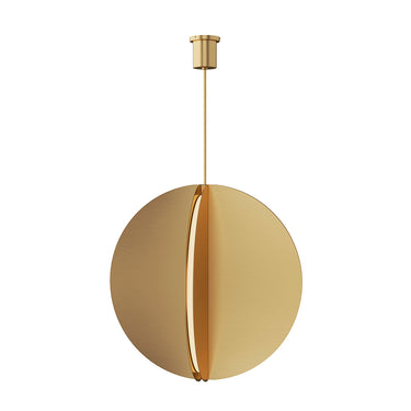 Large Brass Pendant Light: Visual Comfort Modern Bau 36" in Natural Brass Finish 
