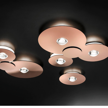 Modern ultra-slim LED ceiling light Bugia Mega by Lodes Italy with warm white 3000K glow in gloss white
