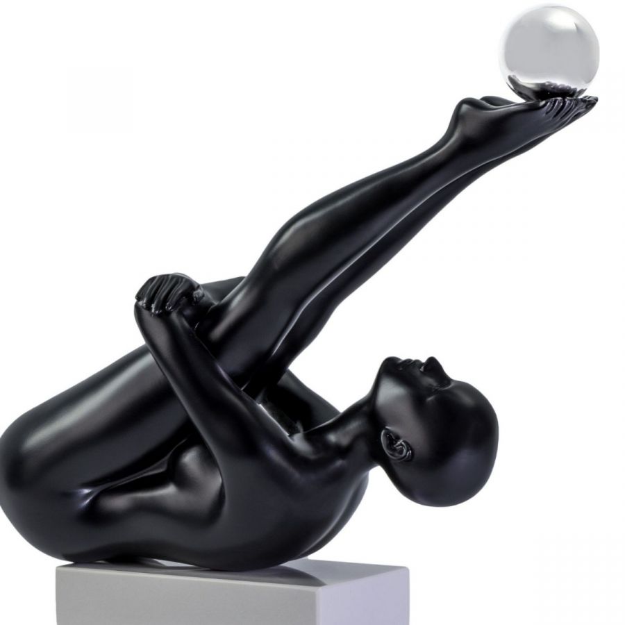 Finesse Decor Francine Doll Sculpture - Matte Black and Steel