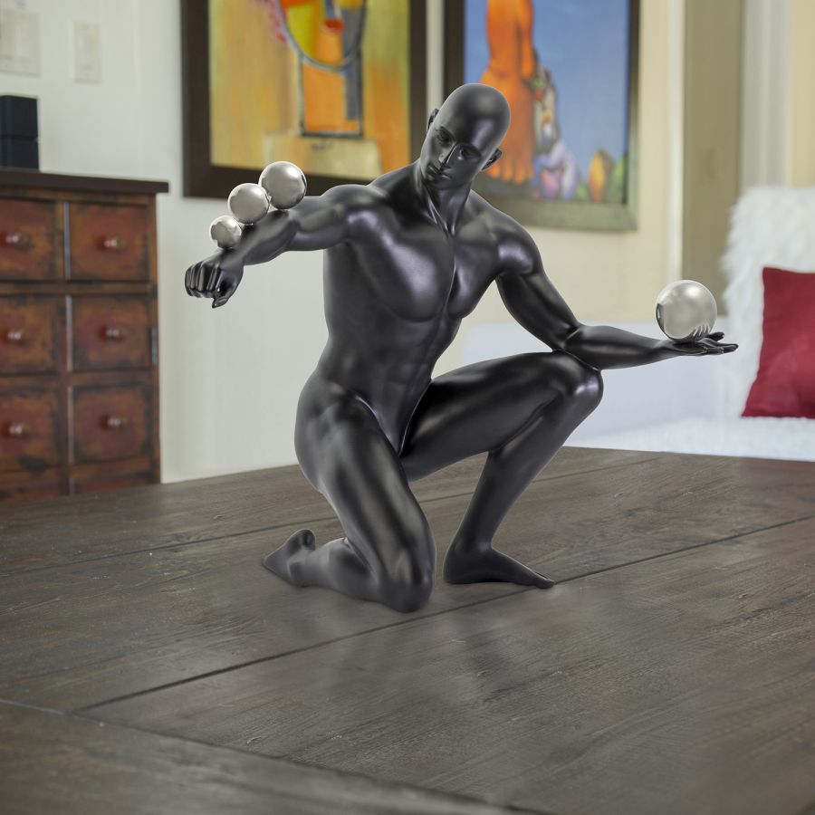 Finesse Decor Jean Sculpture - Matte Black and Steel