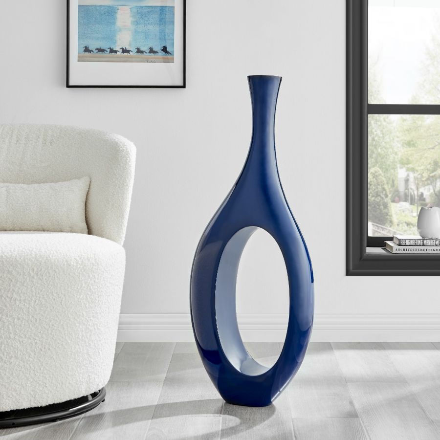 Finesse Decor Trombone Vase - Large Navy Blue