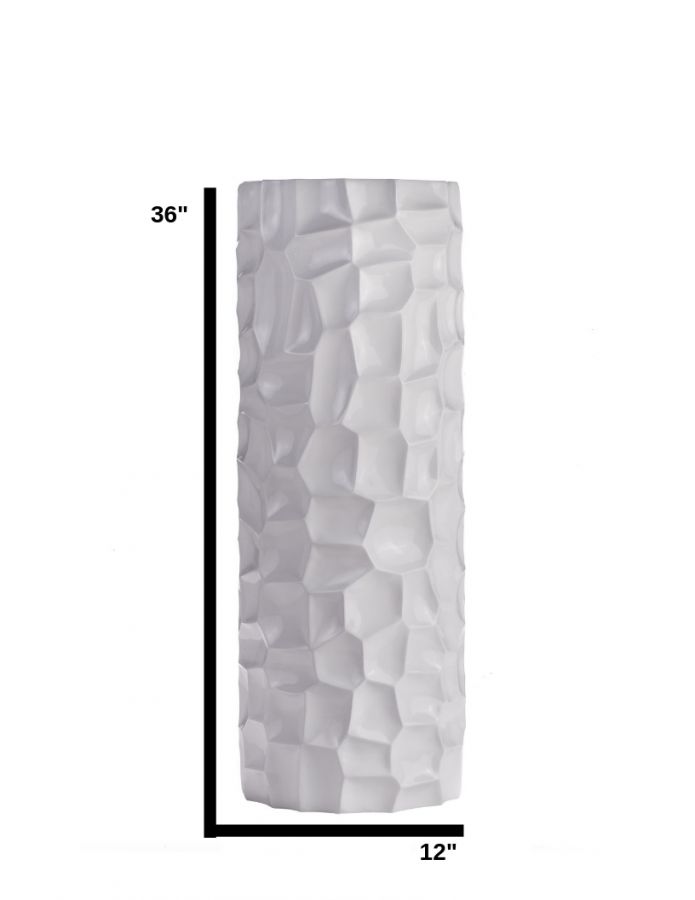 Finesse Decor Textured Honeycomb Small Vase - White