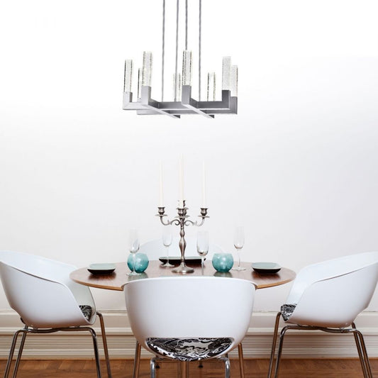 Finesse Decor 8 Light Square Crystal Dianyi LED Chandelier - Silver