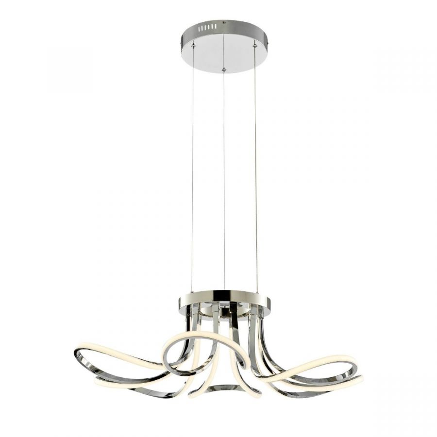 Finesse Decor 6 Petal Flower LED Strip Chandelier - Chrome and Dimmable