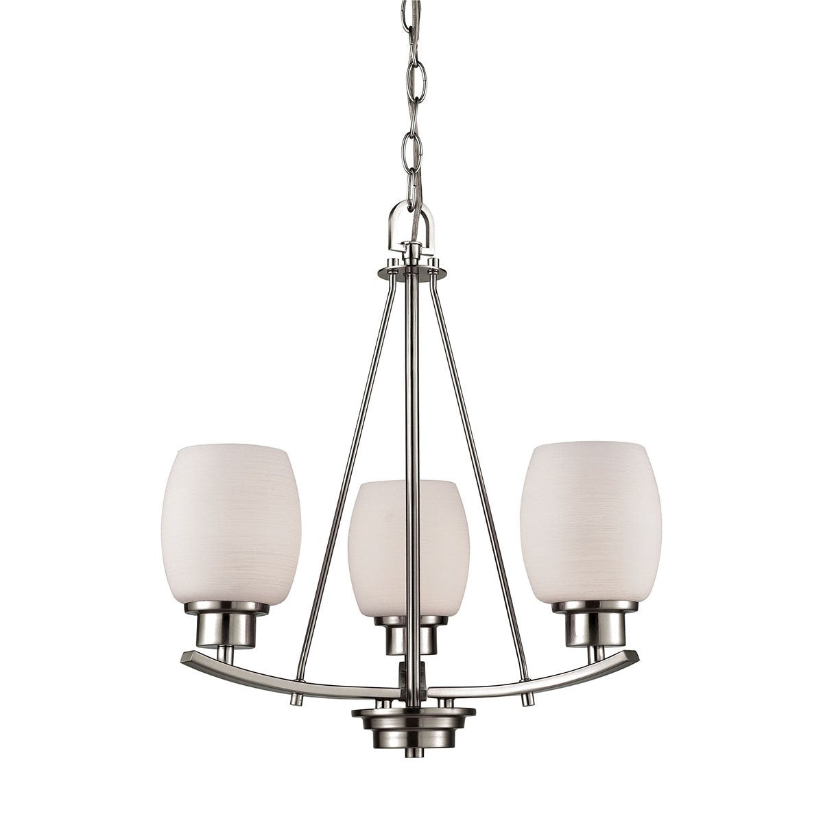 Thomas Lighting Casual Mission 3-Light Chandelier Nickel White Lined Glass CN170322