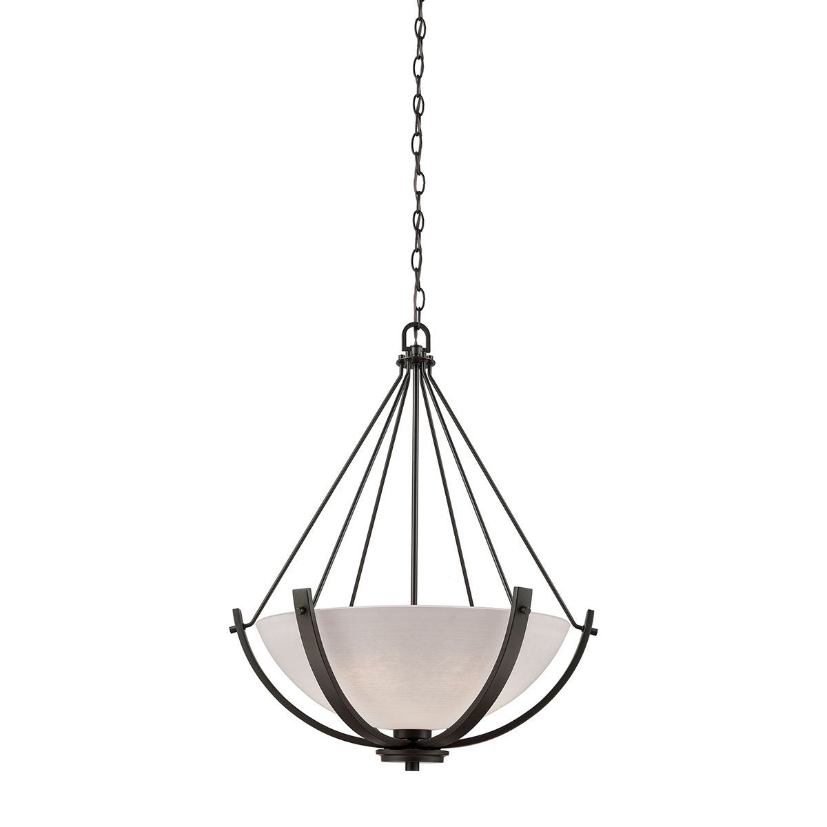 Thomas Lighting Casual Mission 3-Light Chandelier Bronze White Lined Glass CN170341