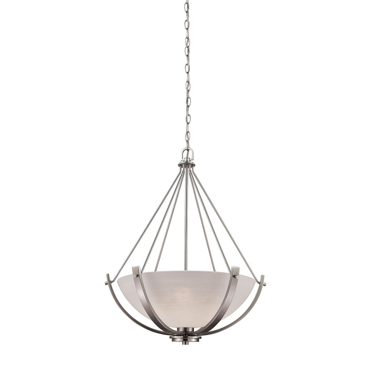 Thomas Lighting Casual Mission 3-Light Chandelier Nickel White Lined Glass CN170342