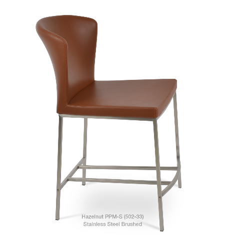 Capri Metal Counter Stool Leather High Back by SohoConcept