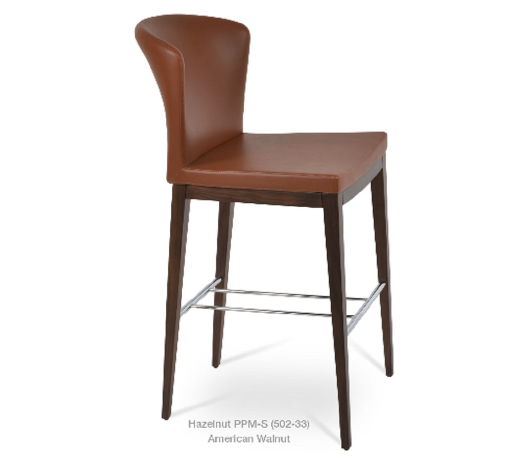 Capri Wood Counter Stool Leather High Back by SohoConcept