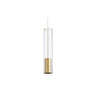 Captra 3 inch wide modern cylindrical pendant light in aged brass finish, kitchen island installation