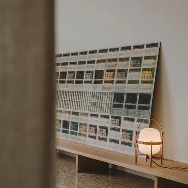 Spanish designer table lamp with warm ambient lighting for bedroom interiors