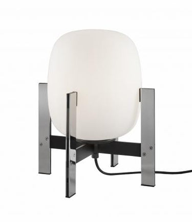 Santa & Cole Cestita Metalica table lamp with opal glass shade and stainless steel frame
