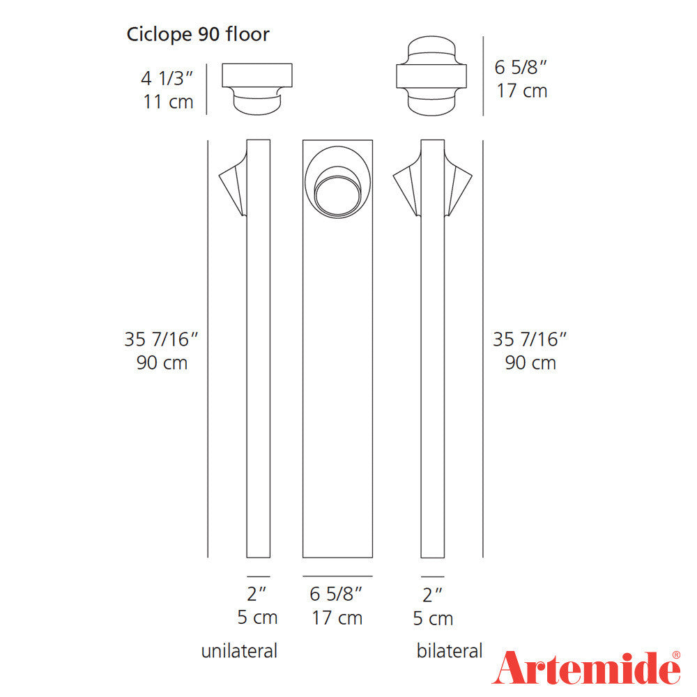 Artemide Ciclope 90 Unilateral Floor Outdoor Lamp