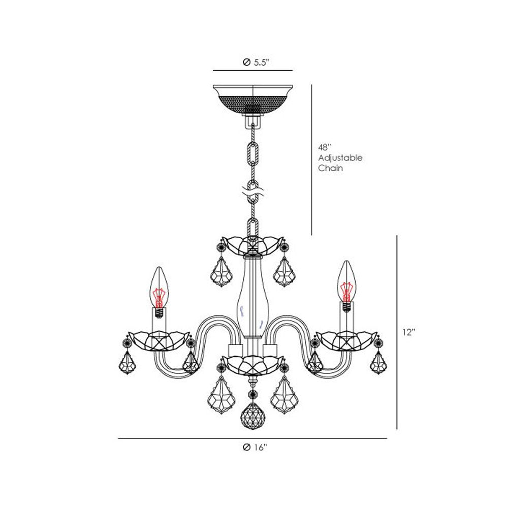 Clarion Chandelier by Worldwide Lighting W83100C16-CY