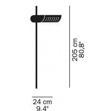 Adjustable Colombo LED floor lamp illuminating living rooms, offices, and hotel rooms