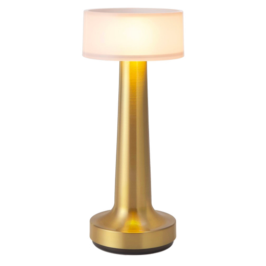 Brass cordless table lamp Neoz Cooee 2 detail showing metal texture.